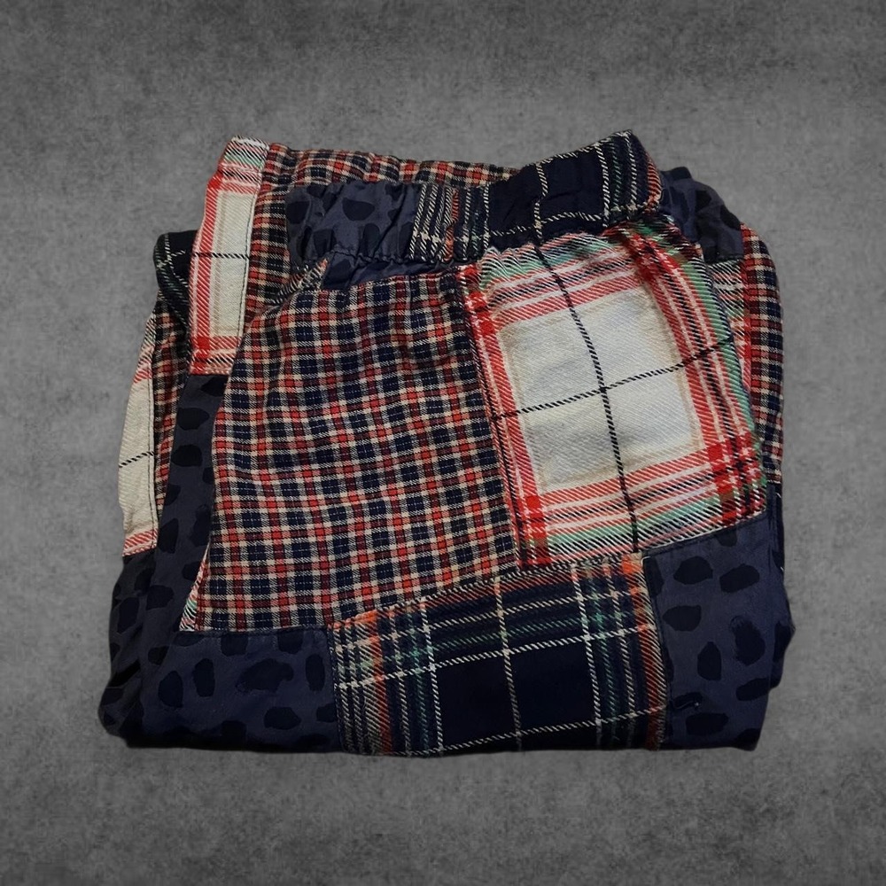 Aerie Plaid Patchwork Sweatpants Womens XS Blue Red Leopard Print Y2K Streetwear